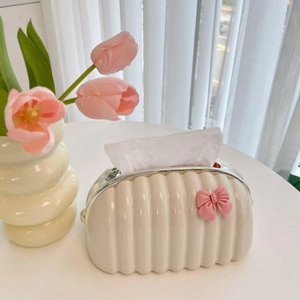 Simple Irregular Cloud Shape Tissue Box with Spring Inside Home Living Room Light luxury Shell Spring Paper Box Holder Oasis Select