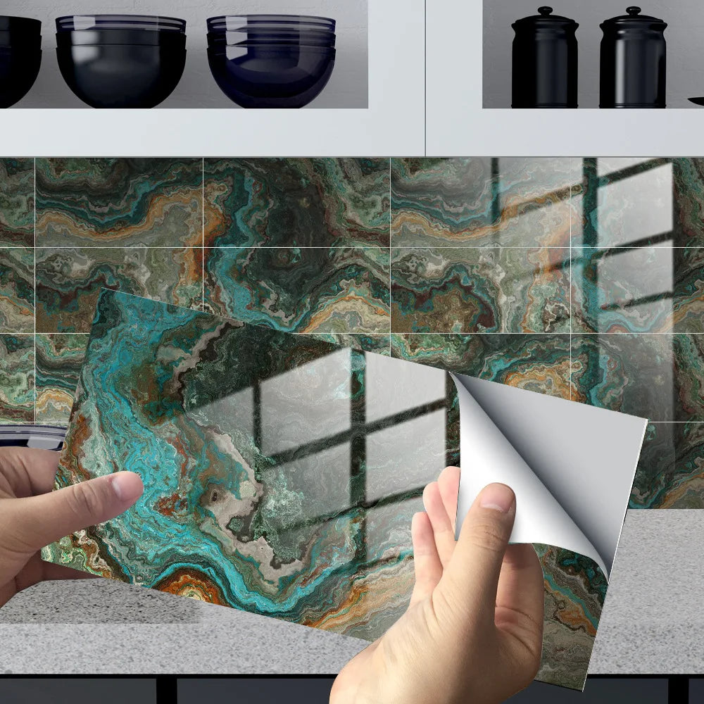 Imitation Marble Grain Tile Paste Thick Cover Crystal Film Decorative Renovation Wall Paste Wallpaper Wall Stickers Oasis Select