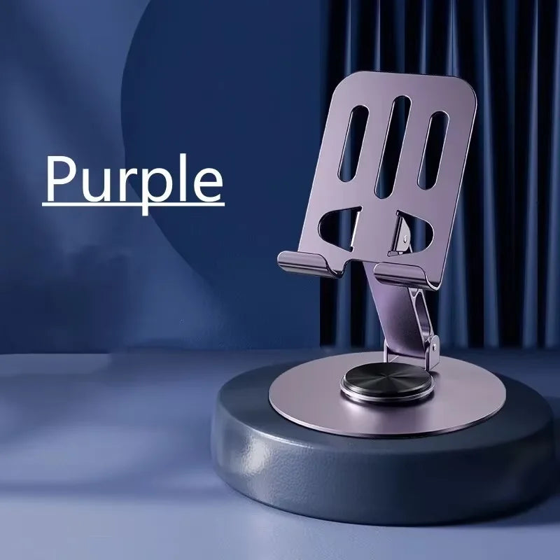 Adjustable Folding 720° Rotating Aluminum Alloy Tablet Holder Portable Stand for iPad Mobile Phone Desktop Live Mount Oasis Select Light purple