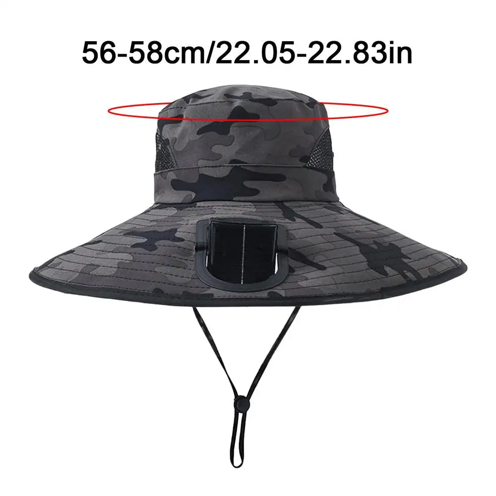 Portable Solar Charging Cap with Fan Fishing Hat For Outdoor Camping Fishing Hiking Sunscreen Fisherman Hat Solar Fan Cap Oasis Select Black