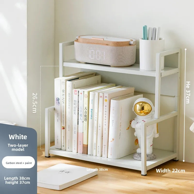 Bookshelf Simple desk shelf Children's combination book Desktop storage Student dormitory small bookcase Simple and modern Oasis Select White 2-38
