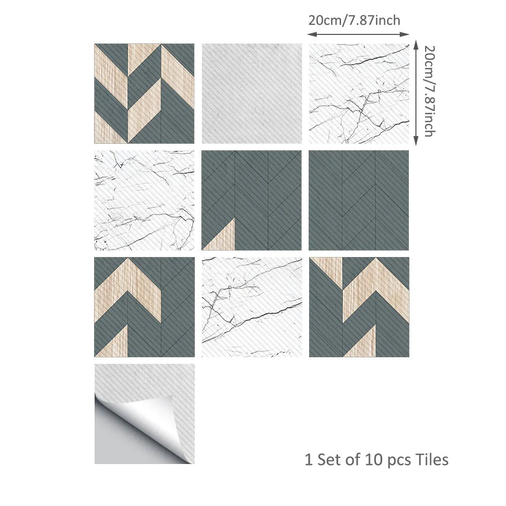 20*20cm Nordic Style Floor Tile Stickers Waterproof Anti-slip Wall Decals Home Decor for Bathroom Kitchen Oasis Select DB175 20 20CM 10PCS