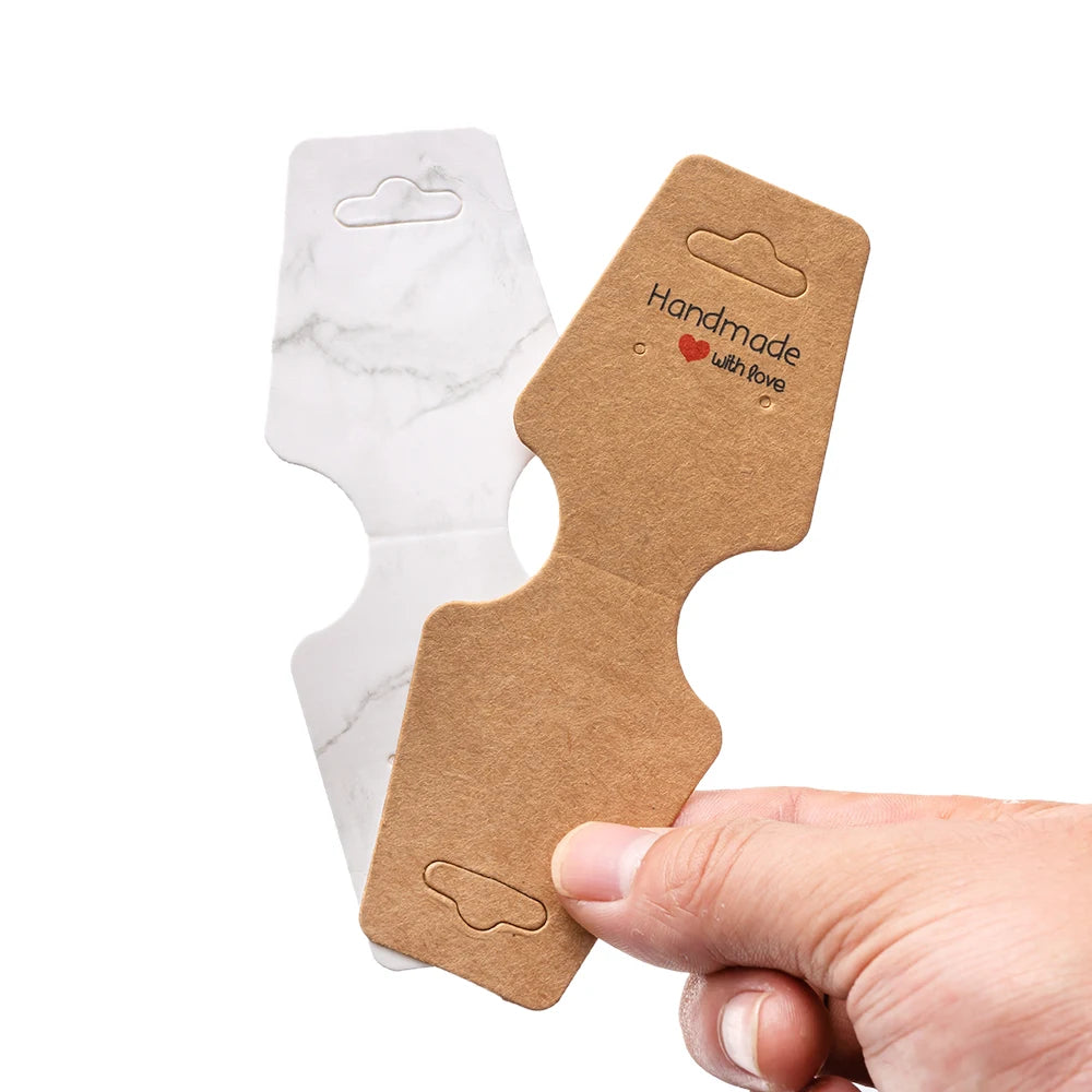 50pcs/Lot Self Adhesive Necklaces Display Label Cards Foldable Cardboard Blank Tag for DIY Headband Bracelets Jewelry Packing Oasis Select