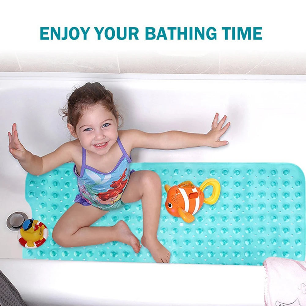 100*40cm Large Size Anti-skid Bath Mats Rectangle Soft Shower Bathroom Massage Mat Suction Cup Non-slip Bathtub Carpet Oasis Select