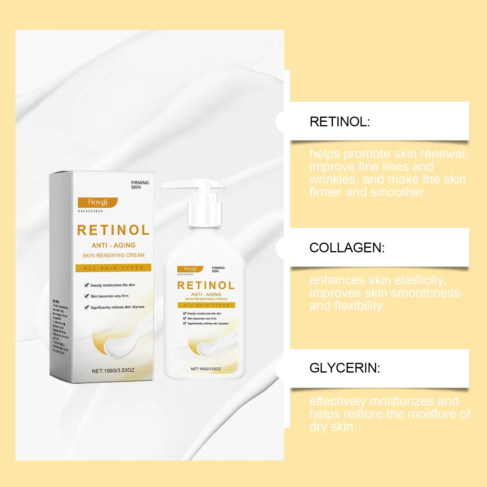 Hoygi Retinol Firming Cream – Anti-Aging & Skin Tightening Retinol Firming Cream Oasis Select