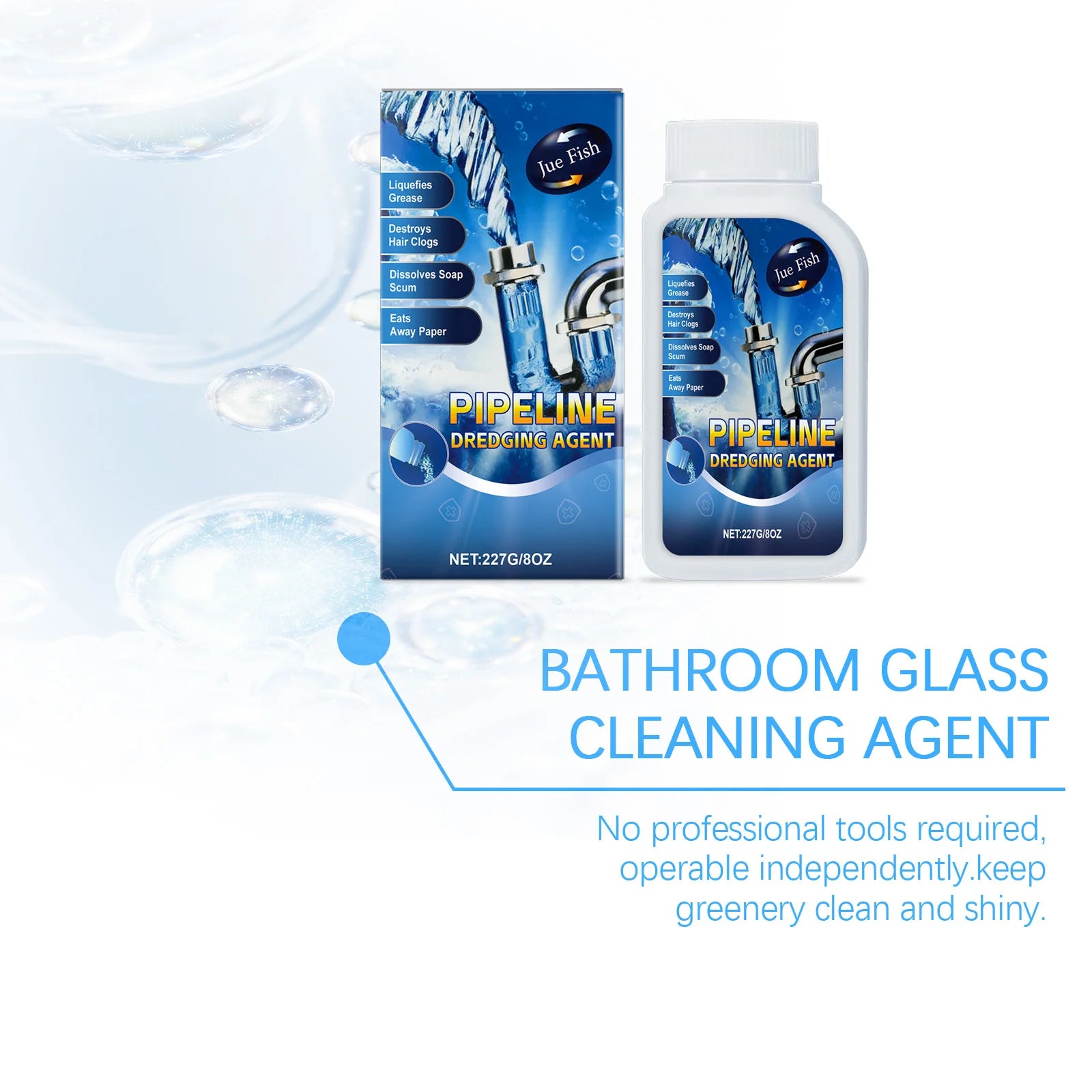 Pipeline Dredging Agent for Kitchen Bathroom Drain Dissolve Oil and Hair Odor Removal Clear Drainage Outlet Pipe Cleaning 227g Oasis Select