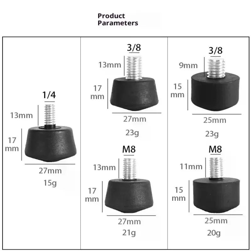 1Pc Universal Anti-slip Rubber Foot Pad Feet Spike 3/8 Inch 1/4 Inch M8 Photography Accessories For Tripod Monopod Oasis Select