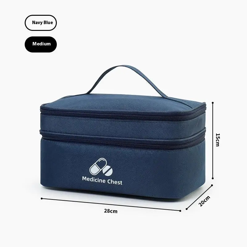 Home Travel First Aid Kit Double Layer Classification Storage Drug Sorting Bag Oxford Cloth Epidemic Prevention Pouch Oasis Select M Navy