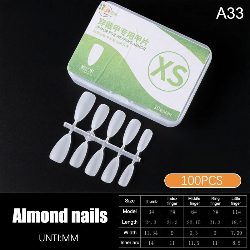 100pcs Clear Press-On Nail Tips – Full Cover Ultra-Thin False Nails