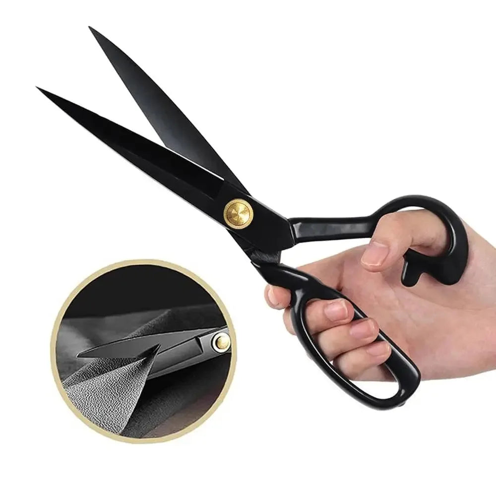 8 Inch Black Blade Tailor Scissors with Sheath, Professional Fabric Sewing Shears for Cloth Leather Cutting Oasis Select