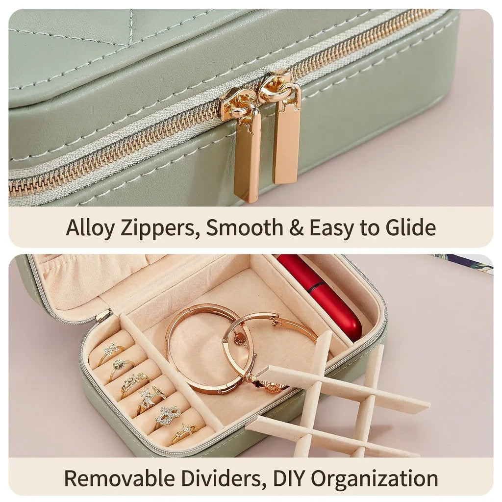 Double Layer Travel Jewelry Box – Dustproof PU Leather Organizer