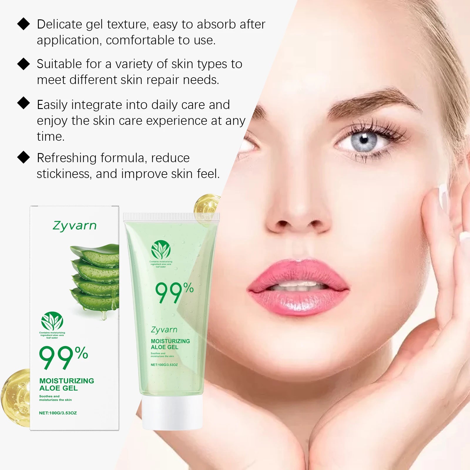 Zyvarn 99% Aloe Vera Gel – Hydrating & Brightening Skin Care