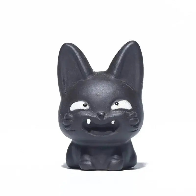 Yixing Zisha Tea Pet Little Black Cat Figurine Handmade Healing Cat Sculpture Craft Tea Table Kung Fu Tea Set Can Be Kept Oasis Select