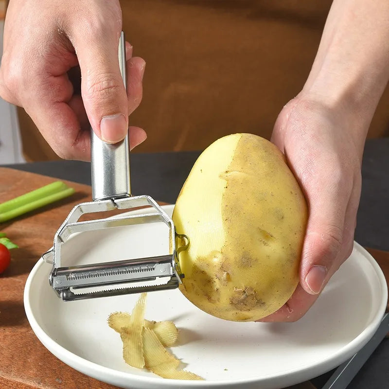 Double-end Peeler Stainless Steel Fruit Vegetable Planer Practical Kitchen Gadget for Home Daily Food Preparation Oasis Select