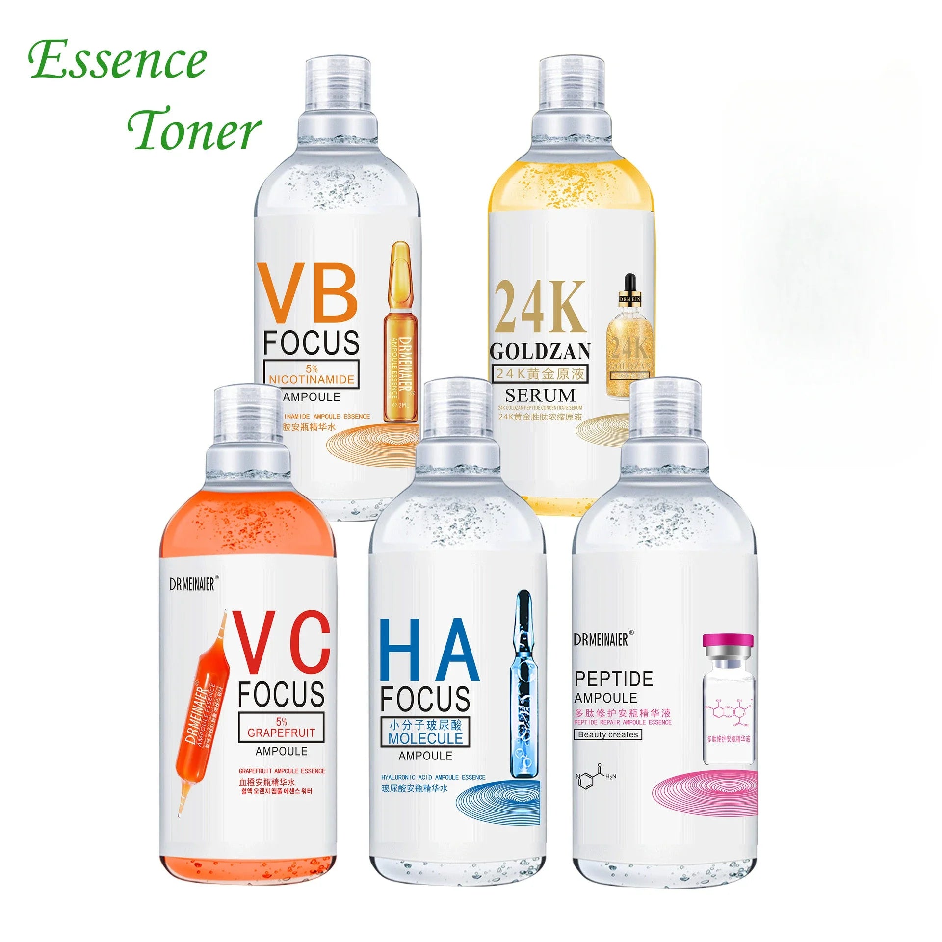500ml 24K Gold Ampoule Essence Vitamin C Hyaluronic Acid Nicotinamide Polypeptide Moisturizing Firming Brightening Skin Water Oasis Select