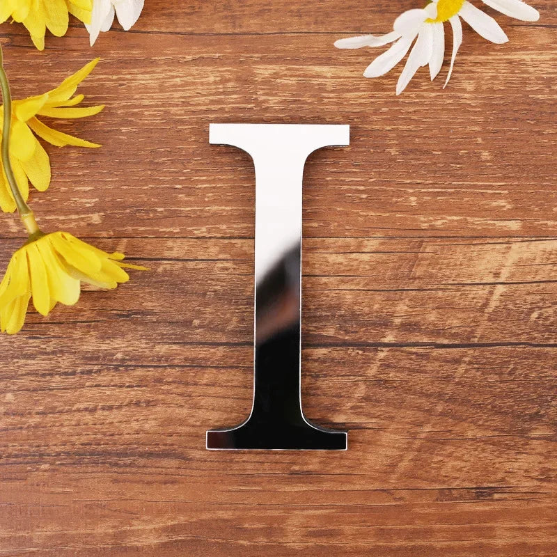 Silver Letter Acrylic 3D Mirror Wall Sticker Home Decor Alphabet