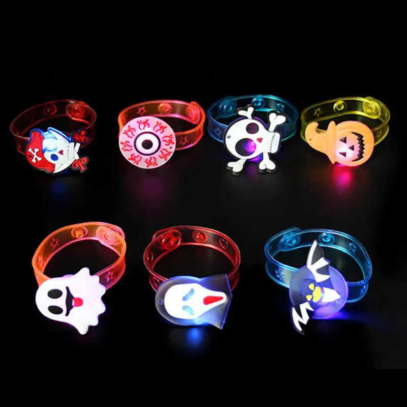 12-120PCS Halloween LED Glow Pumpkin Ring Light Up Wristband Necklace Watch Set Christmas Party Favor Accessories for Rave Night Oasis Select