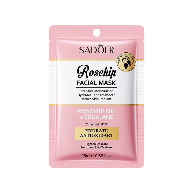 SADOER Rosehip Face Mask – Moisturizing, Brightening & Firming Facial Sheet Mask Oasis Select