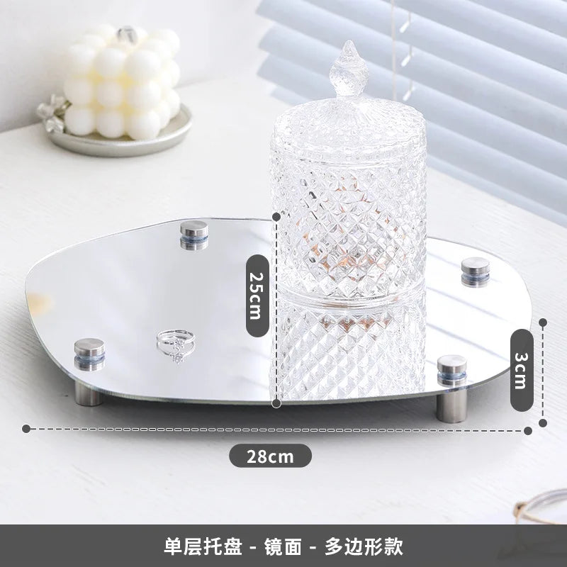 Acrylic Decorative Tray Organizer | Desk, Vanity & Shelf Display