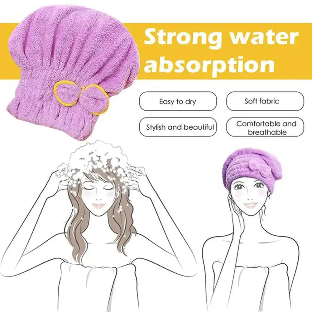 Quick Dry Hair Wrap Towel Thick Microfiber Drying Cap Bowknot Designer Shower Hat Super Absorbent Hair Bonnet For Long Thick Hai Oasis Select