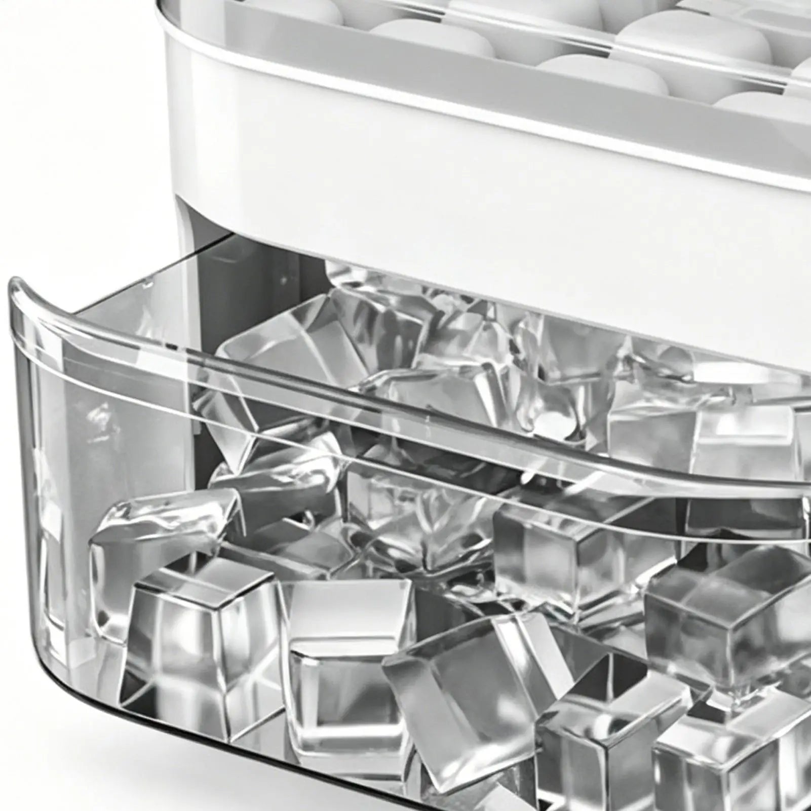 Double Layer Ice Cube Tray with Lid, Bin & Pull-Out Drawer