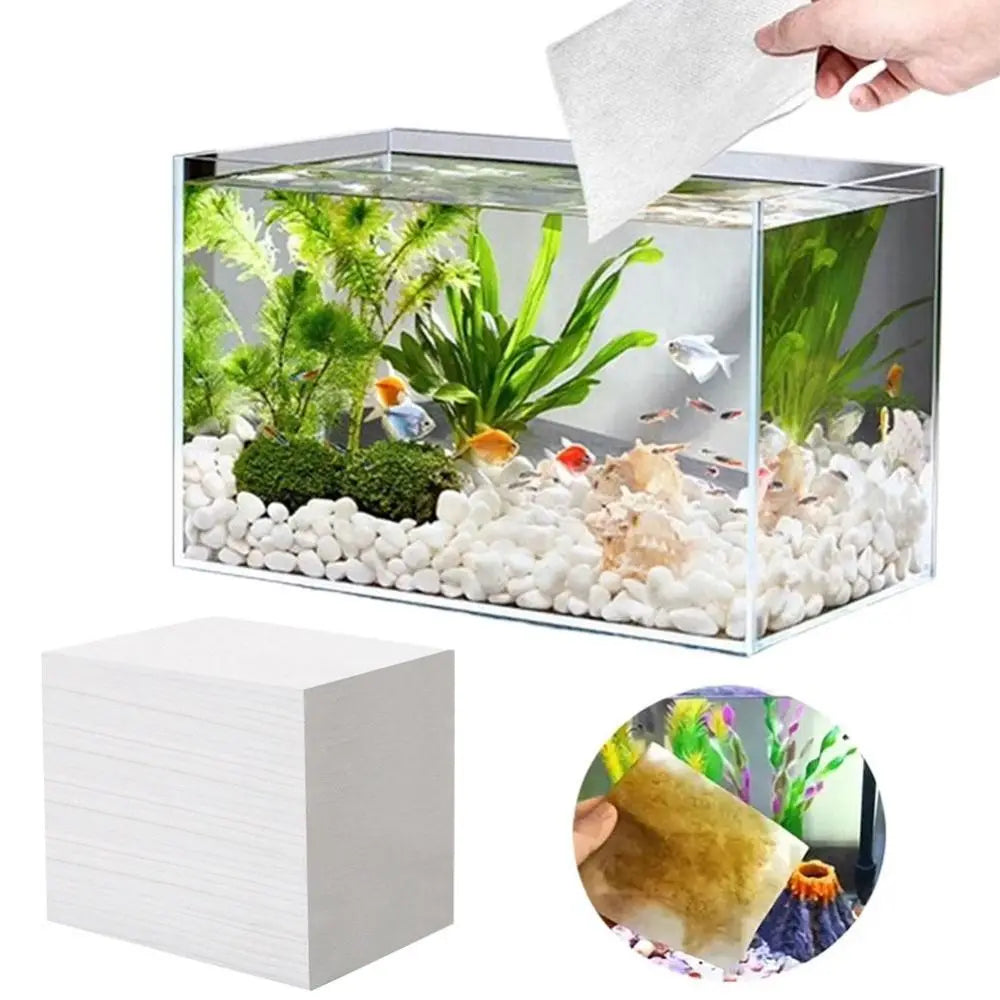100-Pack Aquarium Water Clarifying Filter Pads | De-Yellowing