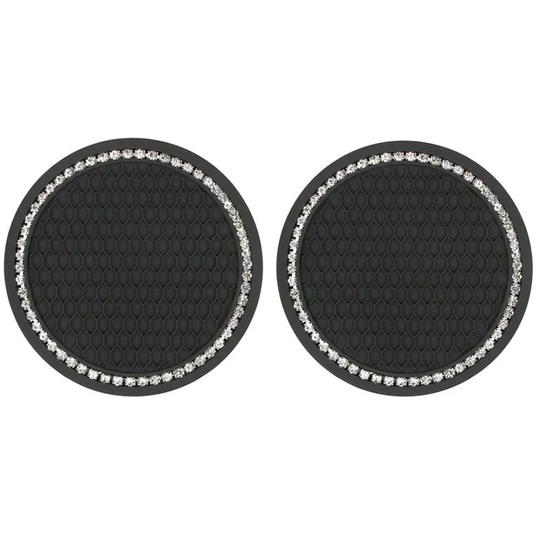 1/2 pcs/set black car auto cup holder anti slip insert coasters pads interior accessories universal fits perfectly for most cups Oasis Select Black with diamond