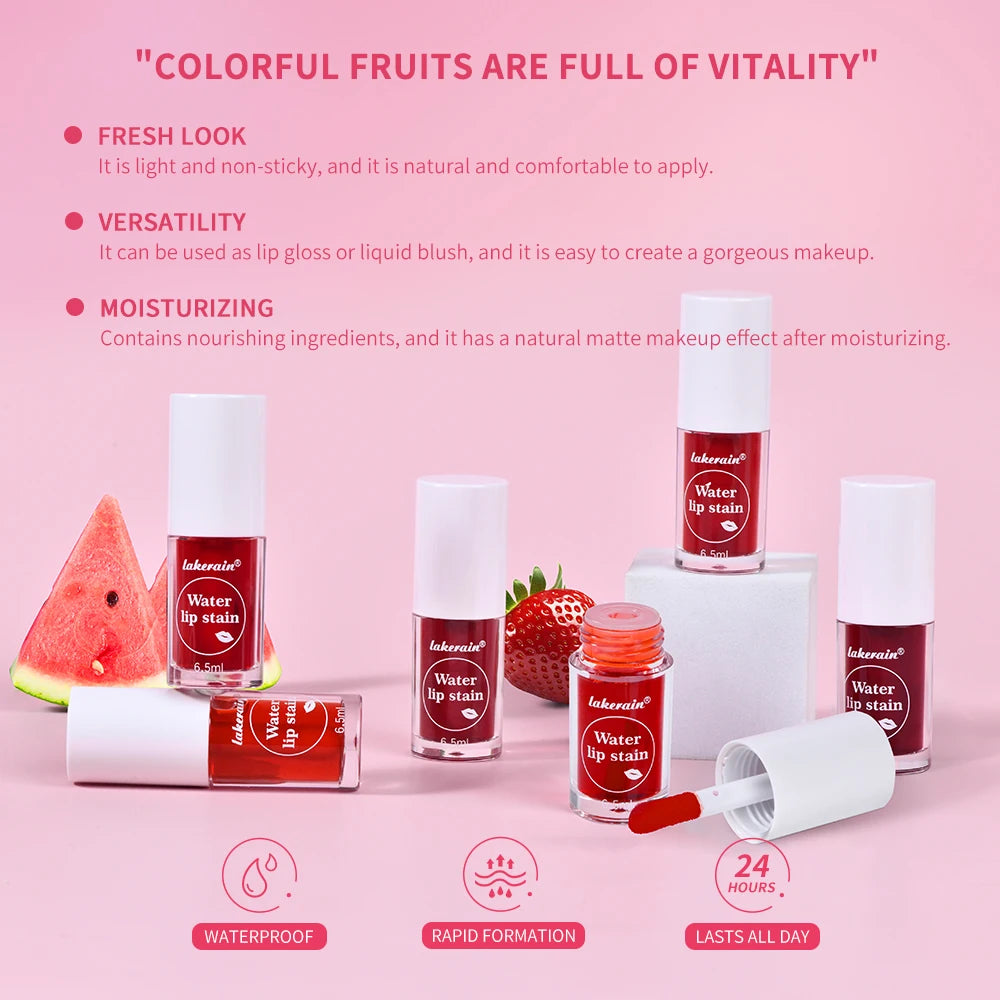 6Colors Water Lip Stain Moisturizing Lip Glaze Long Lasting Lip Ink Face Lip Dual Purpose Waterproof Liquid Cosmetic Makeup Oasis Select