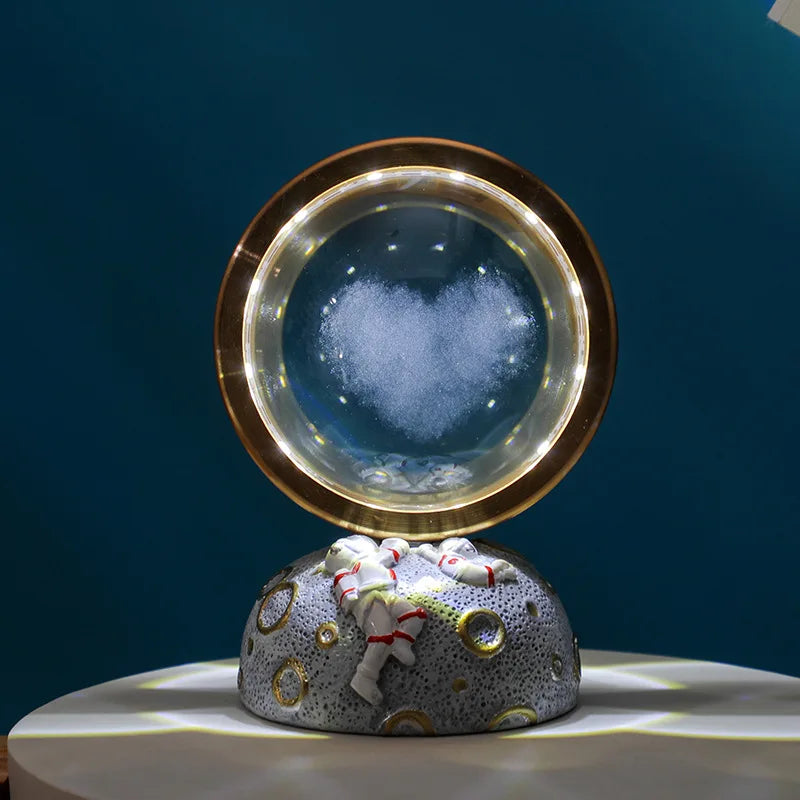 Astronaut 3d Engraved Crystal Ball, Rotatable Night Light, Creative Astronaut Office Desk Ornament, Festival Gift Oasis Select Love cloud 10x6.5x6.5cm USB
