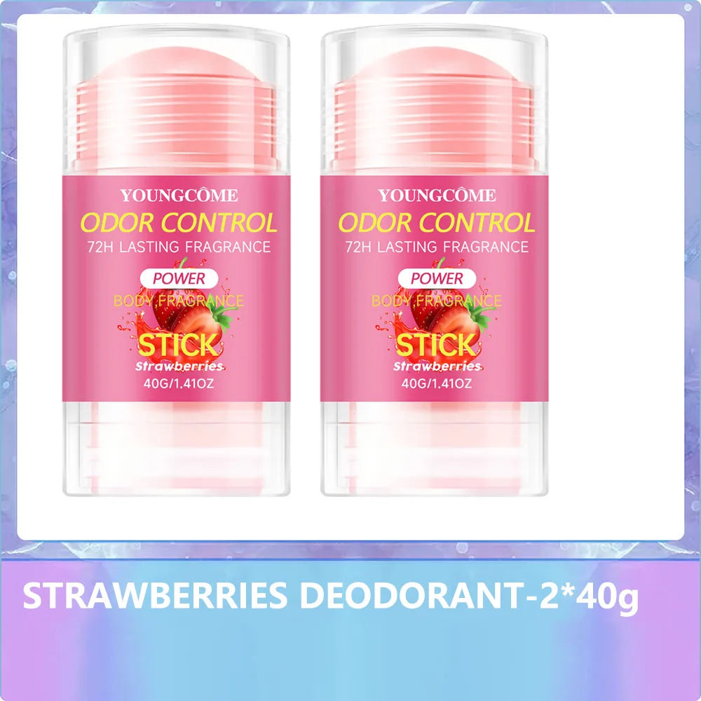 YOUNGCOME Strawberry Deodorant – 72H Aluminum-Free for Women Deodorant Stick Oasis Select 2pcs