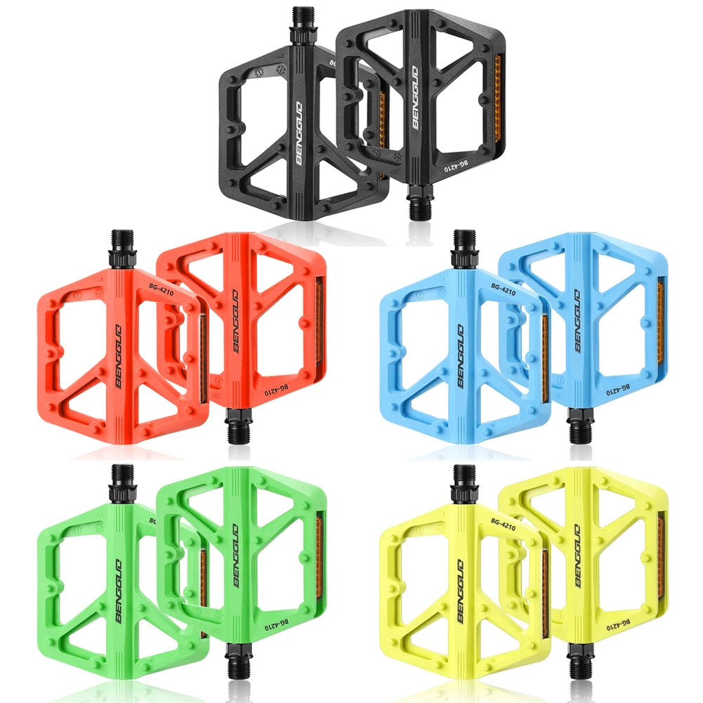 Ultralight Nylon Bike Pedals – Double DU Bearing & Reflector Bicycle Platform Pedals Oasis Select