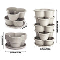 Stackable Plastic Flower Pot Multi-layer Garden Planter Tower Plant Vase Holder Nursery Pots Home Garden Balcony Decoration Oasis Select Grey 5Pcs