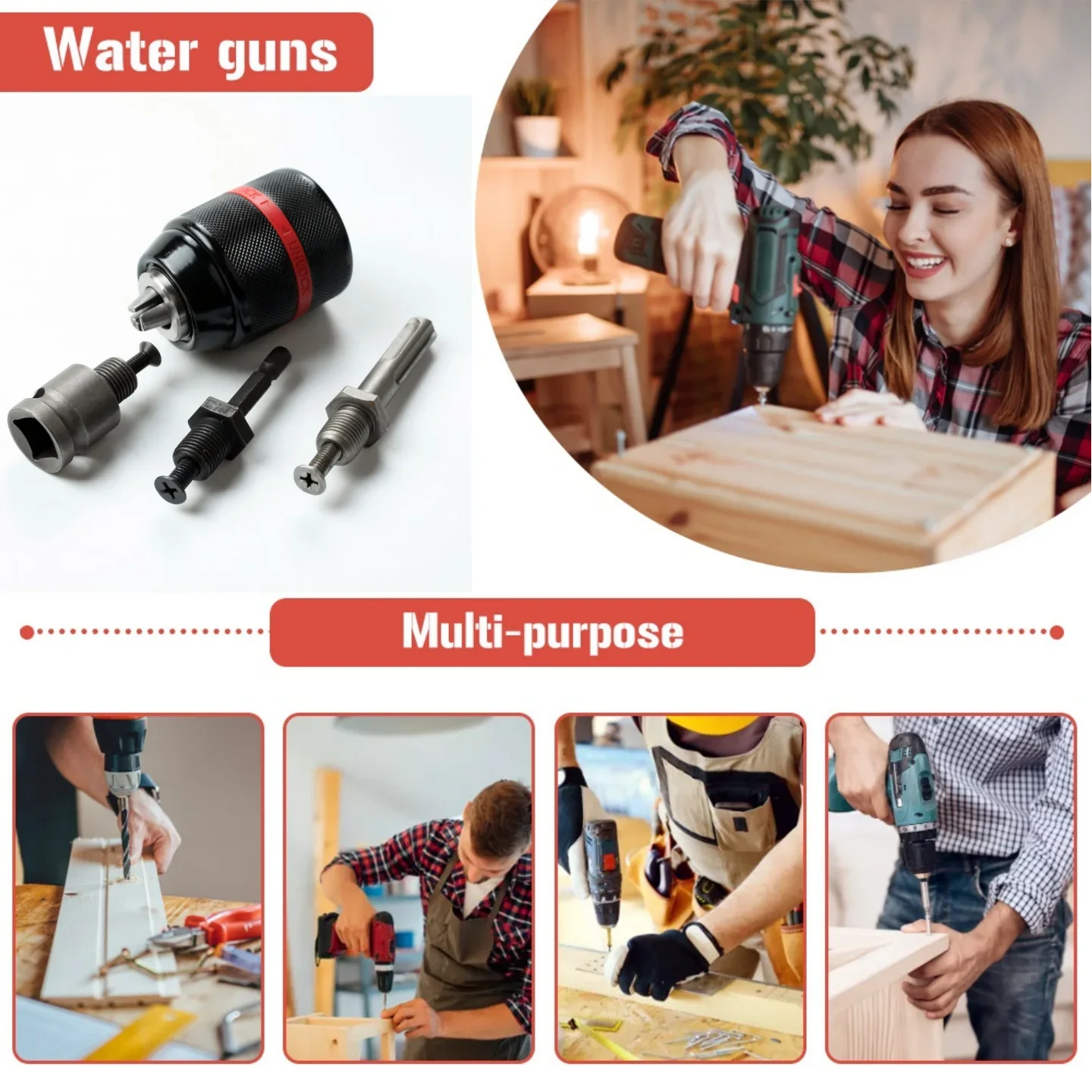 2–13mm Keyless Metal Drill Chuck | Hex SDS Square Adapter Drill Chuck Adapter Oasis Select