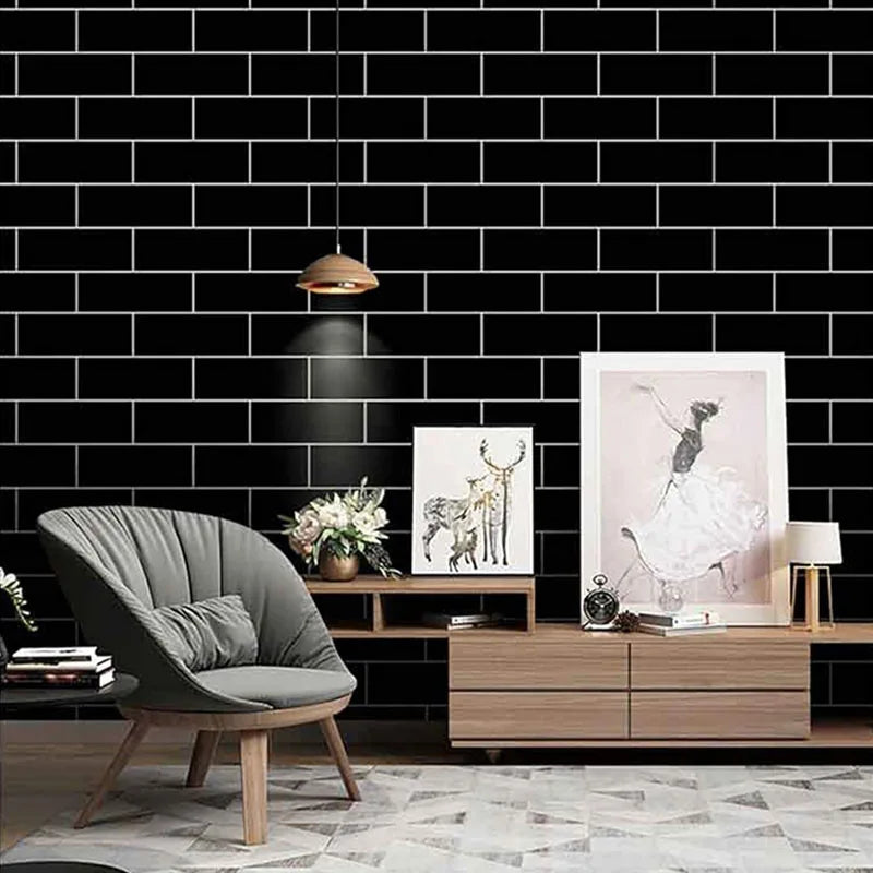 40cm Decorative Walls Paper Wall Stickers Adhesive Wall Wallpaper Waterproof and Anti Fouling Living Room Black Brick Pattern Oasis Select