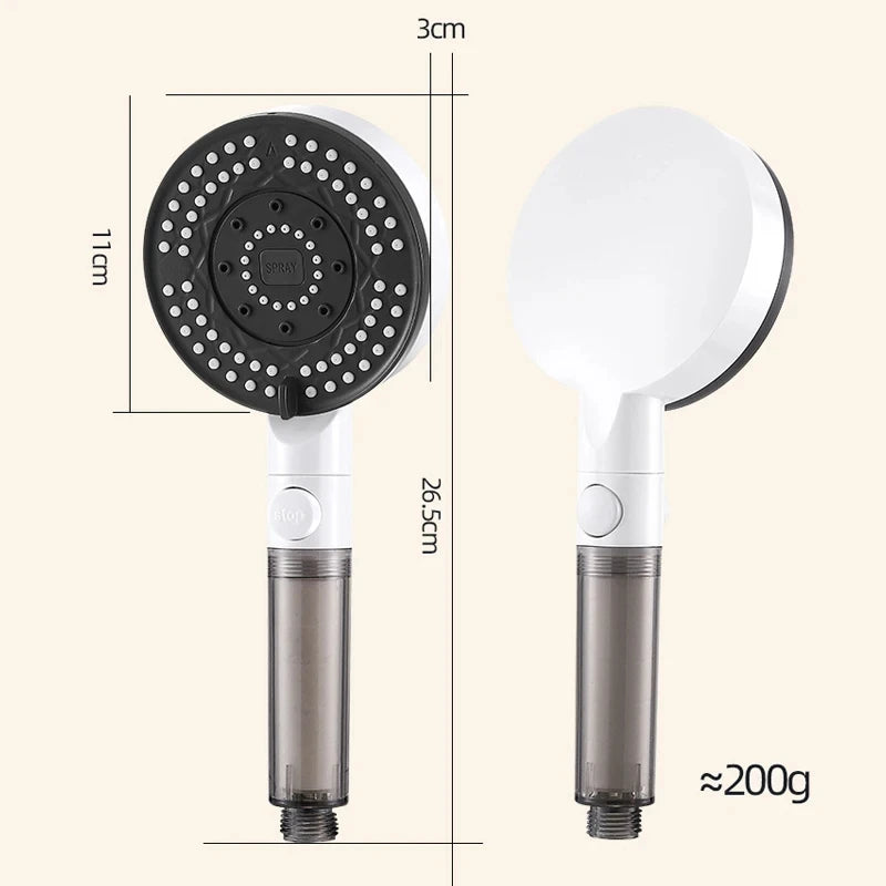 6 Modes Filter Shower Head Anti Limestone High Pressure Rain Showerhead Water Stop Hose Support Faucet Bathroom Accessories Sets Oasis Select