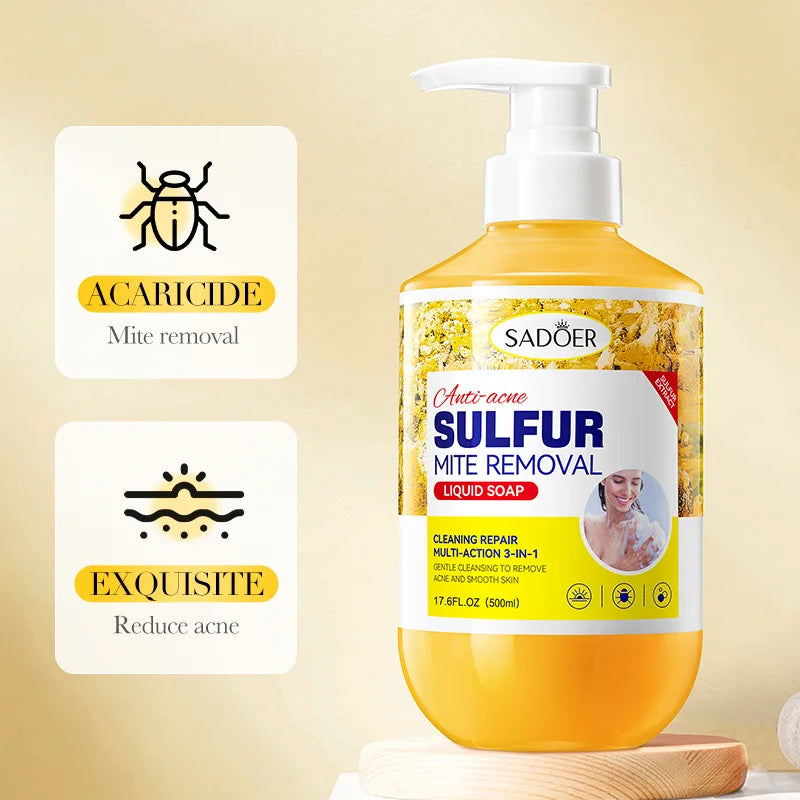 500m Anti-Mite Sulfur Shower Gel Deep Cleansing Oil Control Anti-Acne Soothe Repair Body Skin Care Wash for Women & Men Oasis Select