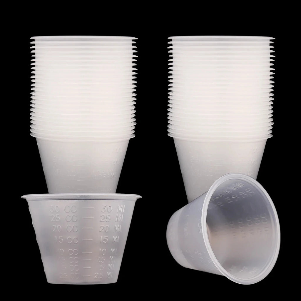 100pcs New 30ml Graduated Plastic Mix Cups Universal Measuring Paint Tray for Airbrush Painting DIY Art Craft Model Hobby Tool Oasis Select