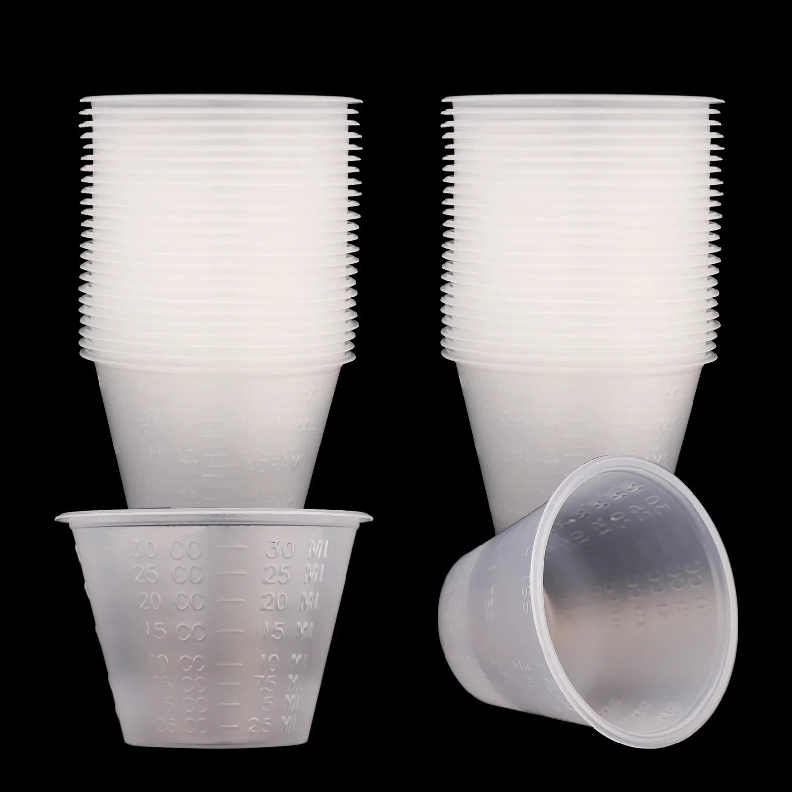 100pcs New 30ml Graduated Plastic Mix Cups Universal Measuring Paint Tray for Airbrush Painting DIY Art Craft Model Hobby Tool Oasis Select