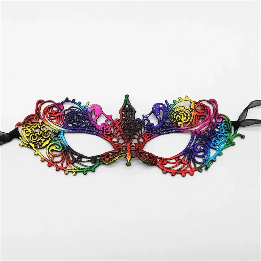 Women Sexy Hollow Lace Masquerad Face Mask with Ribbon Princess Party Mardi Gras Cosplay Prom Props Costume Nightclub Eye Mask Oasis Select Multicolor