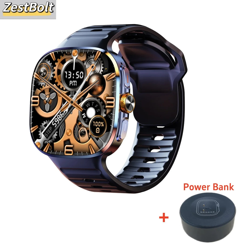 M99 Smart Watch 5G LTE Android Smartwatch With Sim Card Slot Rotary Camera GPS WIFI Compass 256GB Storage 2.4inch Amoled Screen Oasis Select Black Power Bank 4GB 32GB