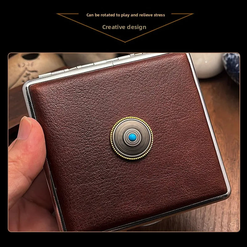 Cowhide Cigarette Box Thick Cigarette Side-flip Ultra-thin Handcrafted Top Layer Classic Men's Retro 20-pack Cigarette Box Oasis Select