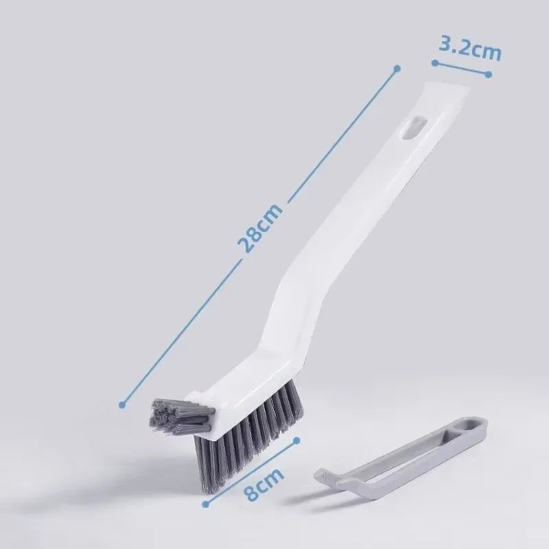 Effective Cleaning Brush for Corners and Gaps - 2-in-1 Multipurpose Bathroom and Floor Tiles Cleaning Brush Oasis Select Double headed white
