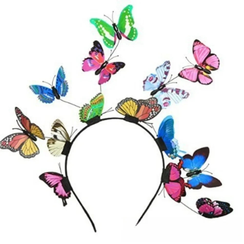 Womens Fairy Wreath Headband with Butterfly Jewelry Flower Garland Hair Band for Wedding Party Bridal Hair Accessory Oasis Select