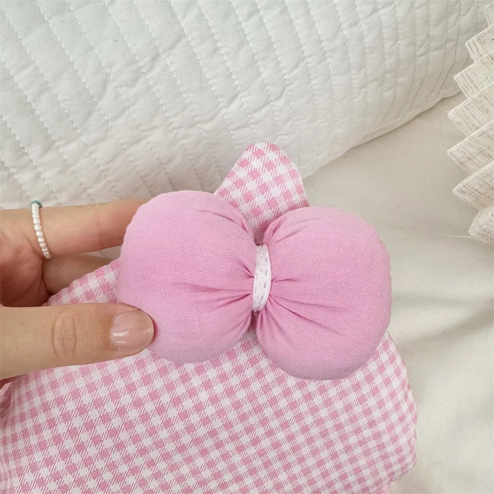 Portable Hanging Tissue Case Red Plaid Fabric Bow Tissue Box Living Room Container Home Car Towel Napkin Papers Bag Home Decor Oasis Select