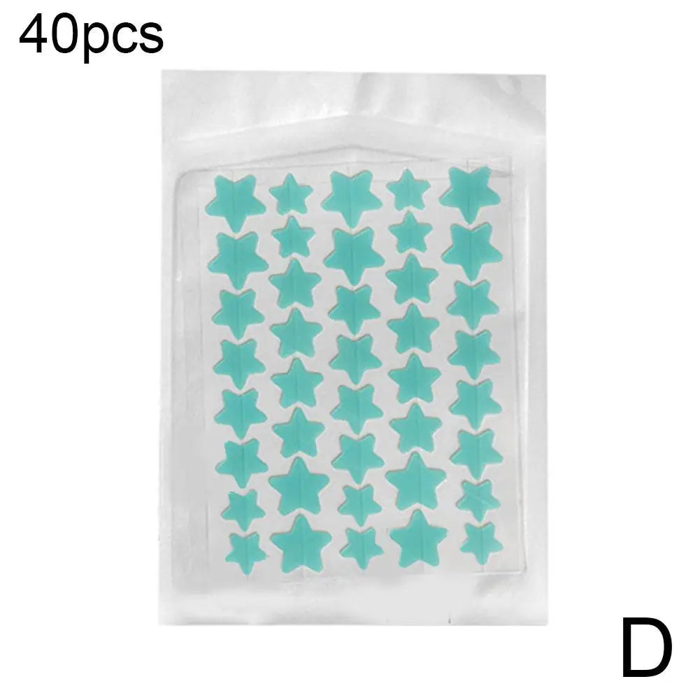 35/40Pcs Colorful Cute Star Heart Shaped Acne Treatment Sticker Invisible Acne Cover Pimple Patch Skin Care Oasis Select blue 40 counts