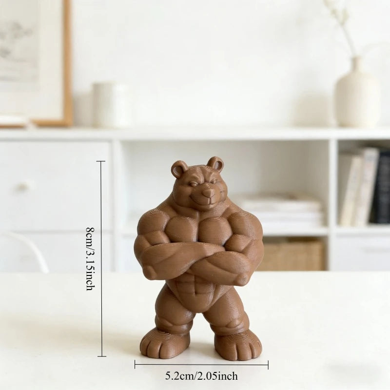 Strong Muscular Bear Figurine Whimsical Bear Statue Cute Animal Ornament Decor for Home Office Desk Tea Room Shelf Display Gifts Oasis Select Muscle Bear 1