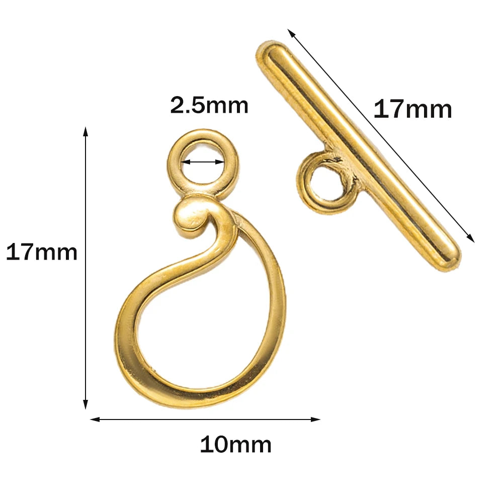 5 Sets Stainless Steel Toggle Clasp T-bar Closure Ring Fastener Hook