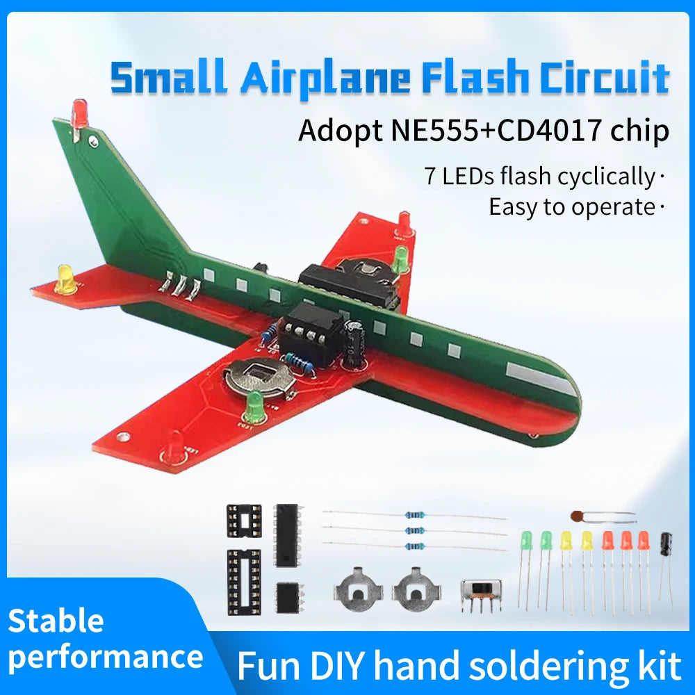 DIY Electronic Kit Small Airplane CD4017 Flow Lamp Welding Practice Electronic Science Assembly Kit Flashing LED PCB Oasis Select