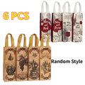 6/12/24 PCS Elegant Wine Gift Bags – Printed Non-Woven Totes with Handles for Wine Champagne Liquor Bottle Carrier for Parties Oasis Select Random 6pcs 35x12x9cm