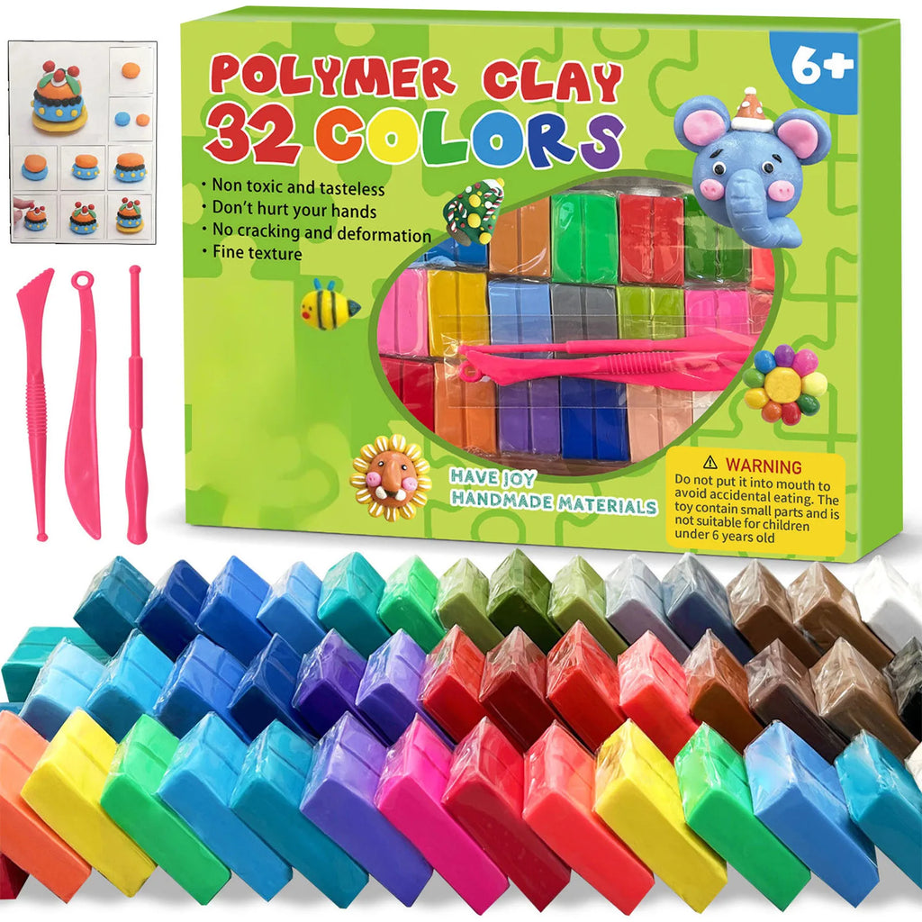 Colors Polymer Clay Blocks With Tools Kit Molding Craft Oven Bake Beginer Kids Diy Earrings Dolls Jewerly Accessories Oasis Select 32COLORS